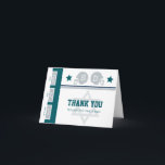 Green Grey Football Ticket Bar Mitzvah Thank You<br><div class="desc">Personalize this Football Ticket Thank You card for your Bar Mitzvah thank you notes. Perfect for your football theme Bar Mitzvah party. Colours are Silver Grey and Midnight Green. Add a full image on the inside to showcase your favourite photo or remove to leave blank! Personalize your own message or...</div>