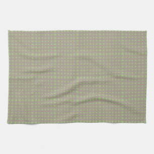 Green Grey Gingham Plaid Pattern Kitchen Towel