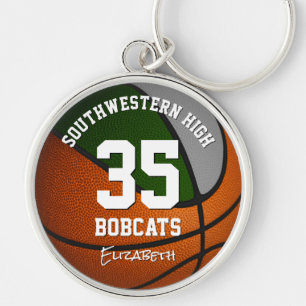 green grey girls boys basketball jersey number keychain