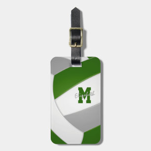 green grey girls boys team colours gifts volleybal luggage tag