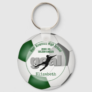 green grey girls soccer goal team spirit sports keychain
