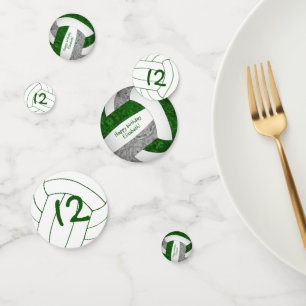 green grey girls volleyball birthday personalized confetti
