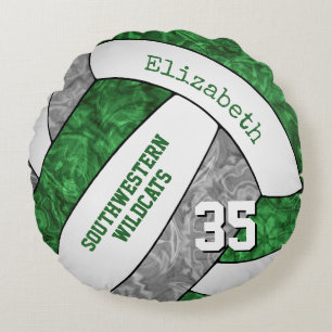 green grey girls volleyball team keepsake round pillow