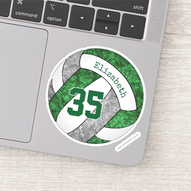 green grey girls' volleyball w player name number (Detail)
