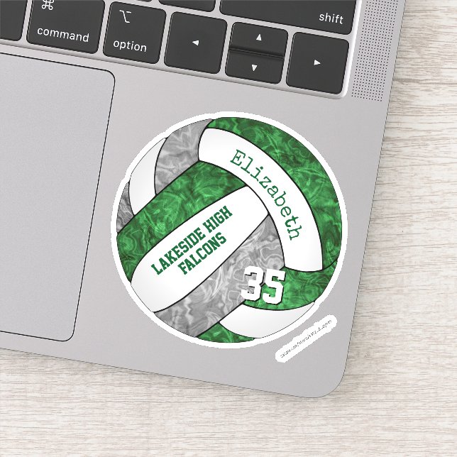 green grey girls volleyball w school mascot name (Detail)