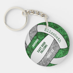 green grey girly sports custom volleyball keychain