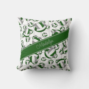 green grey girly volleyballs pattern w net accent throw pillow
