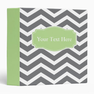 Green Grey Grey Chevron Custom Binder