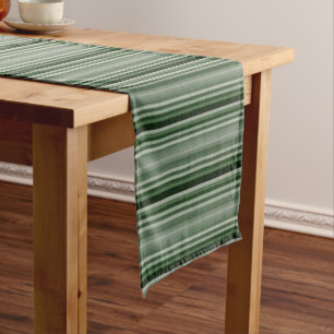 Green Grey Grey Stripes Short Table Runner