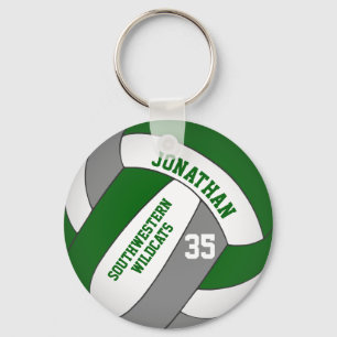 green grey personalized boys' volleyball keychain
