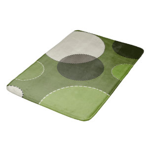 Green Grey Polka Dot Abstract Bath Mat