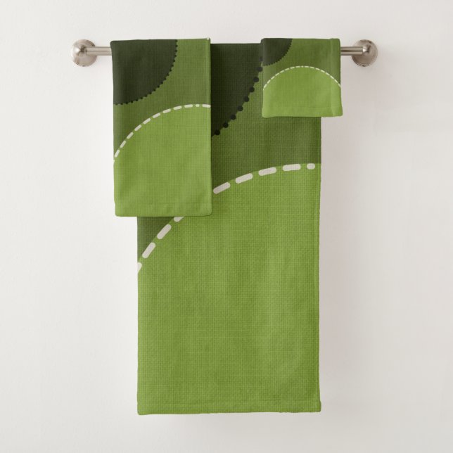 Green Grey Polka Dot Abstract  Bath Towel Set (Insitu)