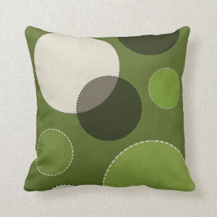 Green Grey Polka Dot Abstract Throw Pillow