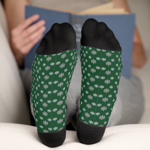 Green Grey Snowflakes Socks