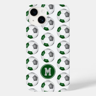 green grey soccer balls pattern monogrammed Case-Mate iPhone 14 case
