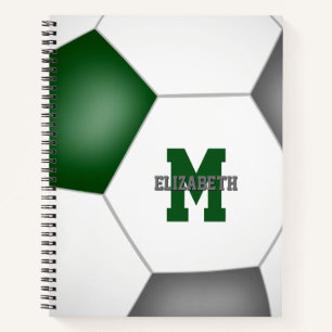 green grey soccer team colours personalized notebook