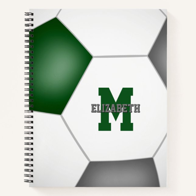 green grey soccer team colours personalized notebook (Front)