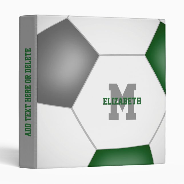 green grey sports team colours soccer binder (Front/Spine)