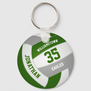 green grey sports team colours volleyball keychain