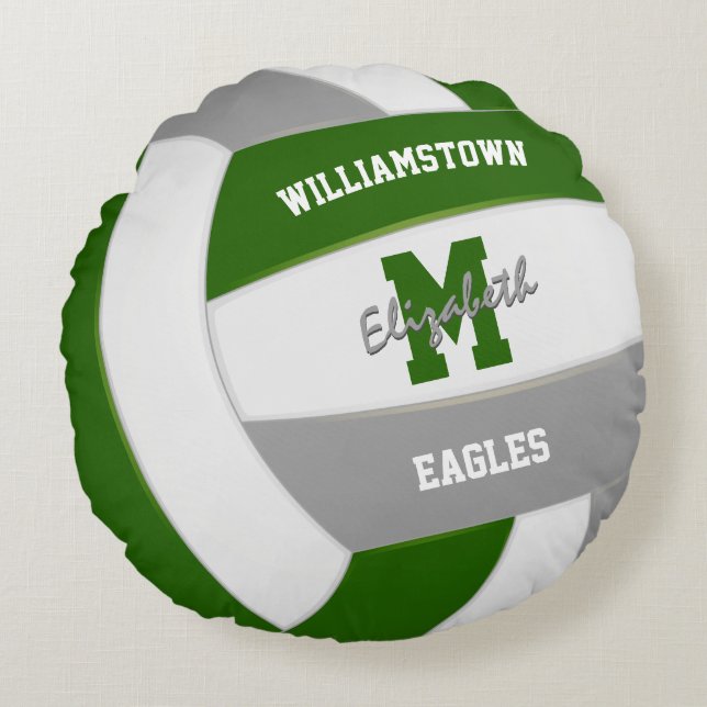 green grey sports team colours volleyball round pillow (Front)