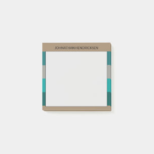 Green Grey Stripe Modern & Masculine Monogram Name Post-it Notes