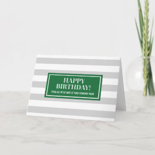 Green Grey Stripes Business From Group Birthday Card