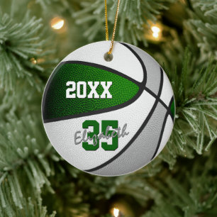green grey team colours athlete name basketball ceramic ornament