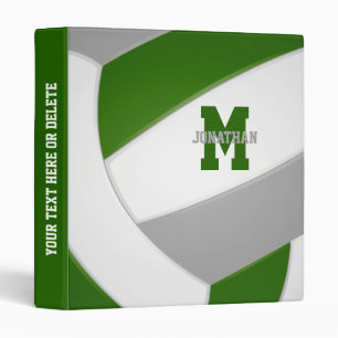 green grey team colours boys girls volleyball binder