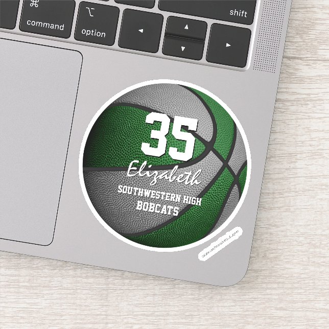 Green grey team colours girls boys basketball  (Detail)