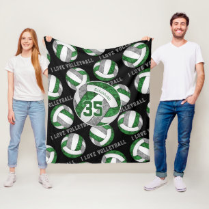green grey team colours girls I love volleyball Fleece Blanket