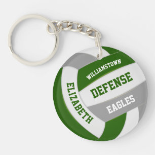green grey team colours personalized volleyball keychain