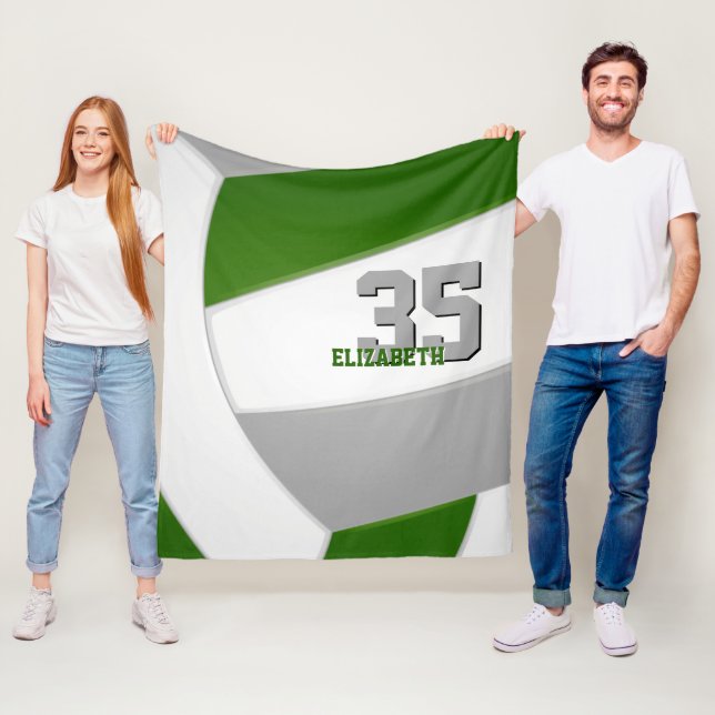 green grey team colours volleyball athlete name fleece blanket (In Situ)