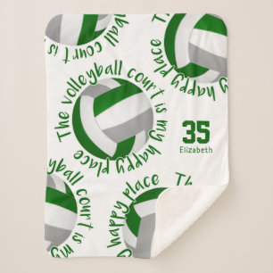 green grey volleyball court happy place typography sherpa blanket