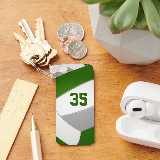green grey volleyball team colours athlete name keychain (Desk)