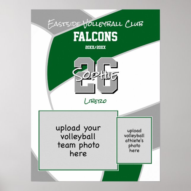 green grey volleyball team colours commemorative poster (Front)