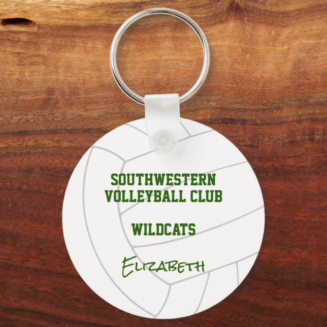 Green grey volleyball team colours keychain (Back)