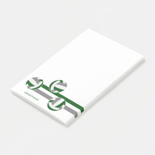 green grey volleyballs stripes player name post-it notes