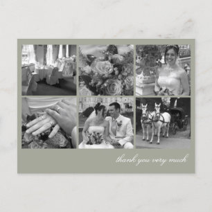 Green grid collage 6 photos memories thank you postcard