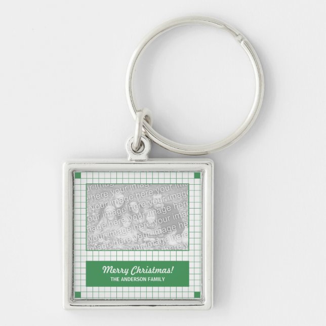 Green Grid Photo Keychain (Front)