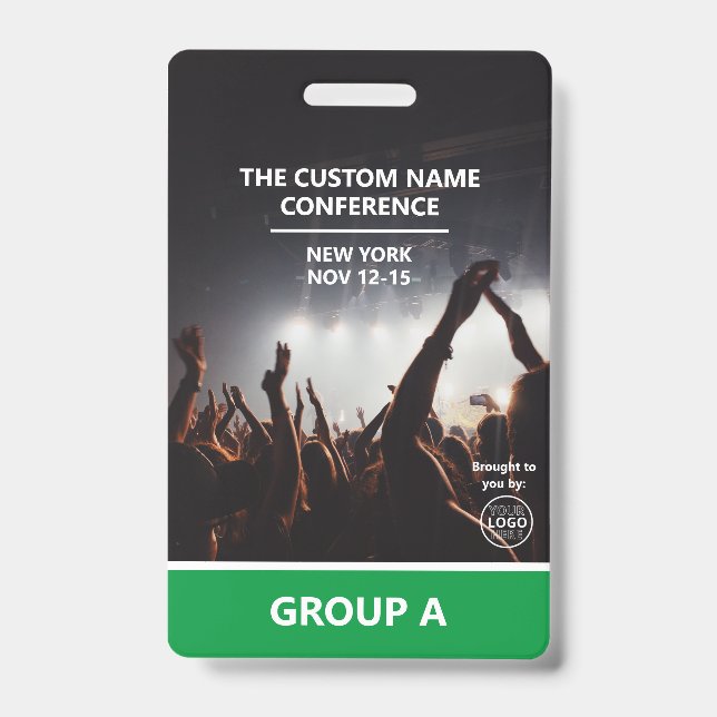 Green Group Conference QR Code Custom Access Pass Badge (Front)