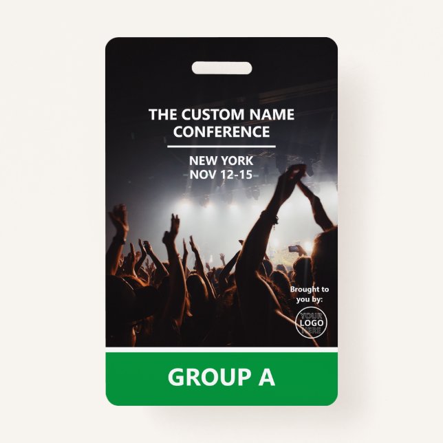 Green Group Conference QR Code Custom Access Pass Badge (Front)