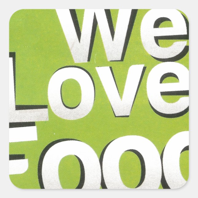 Green Grub Club: We Heart Food Design Square Sticker (Front)