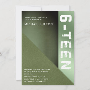 Green grudge colour block boy sweet sixteen  invit invitation