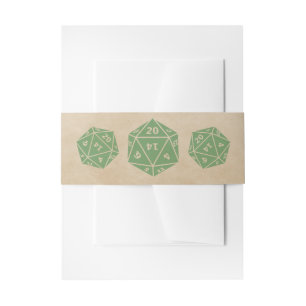 Green Grunge D20 Dice Gamer Belly Bands Invitation Belly Band
