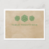 Green Grunge D20 Dice Gamer Numéro de table Carte