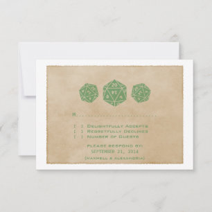 Green Grunge D20 Dice Gamer Response Card