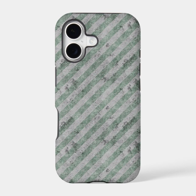 Green Grunge Diagonal Stripes (Back)