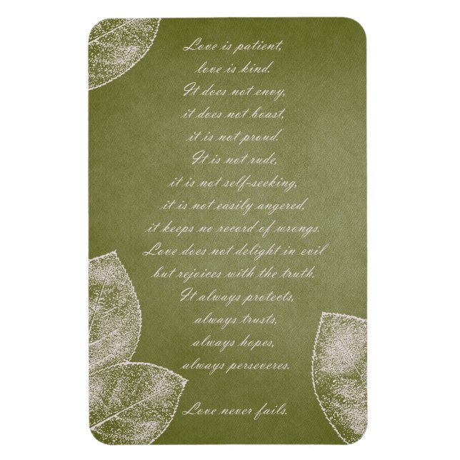 Green Grunge Leaves Magnet (Vertical)