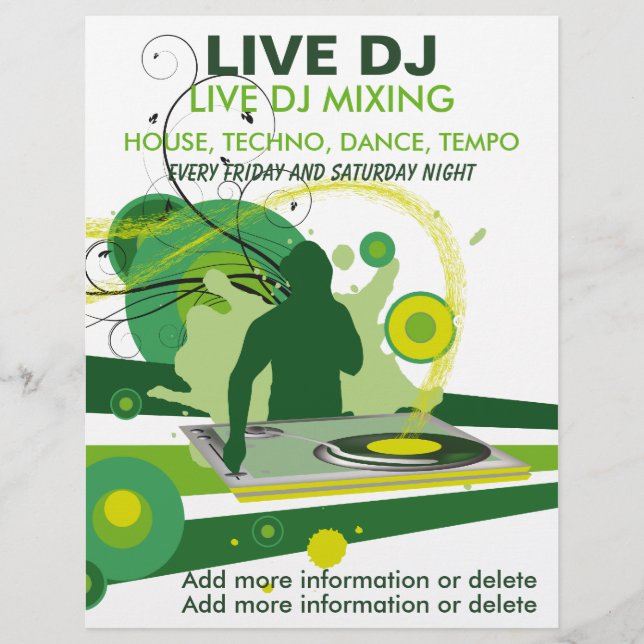 Green Grunge Live DJ Flyer (Front)