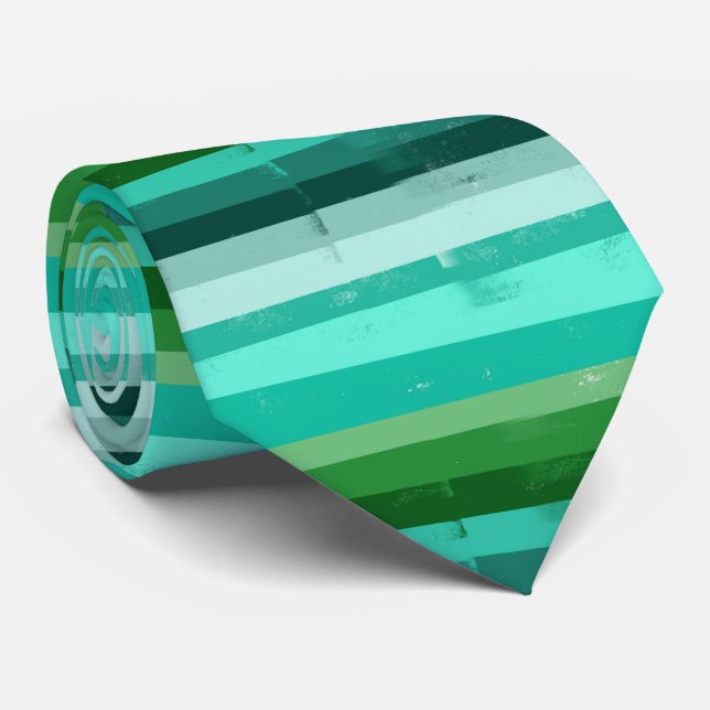 Green Grunge Striped Tie (Rolled)